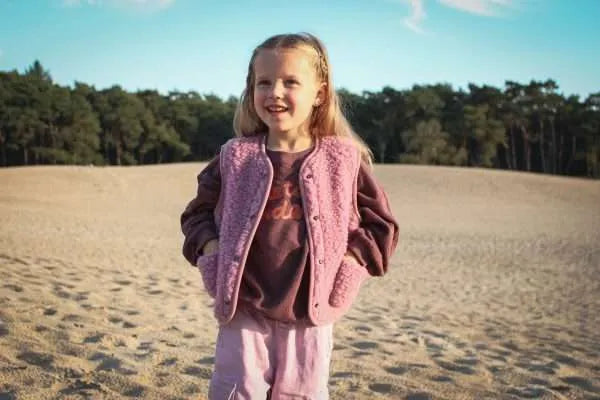 Wollen bodywarmer Kids – Roze
