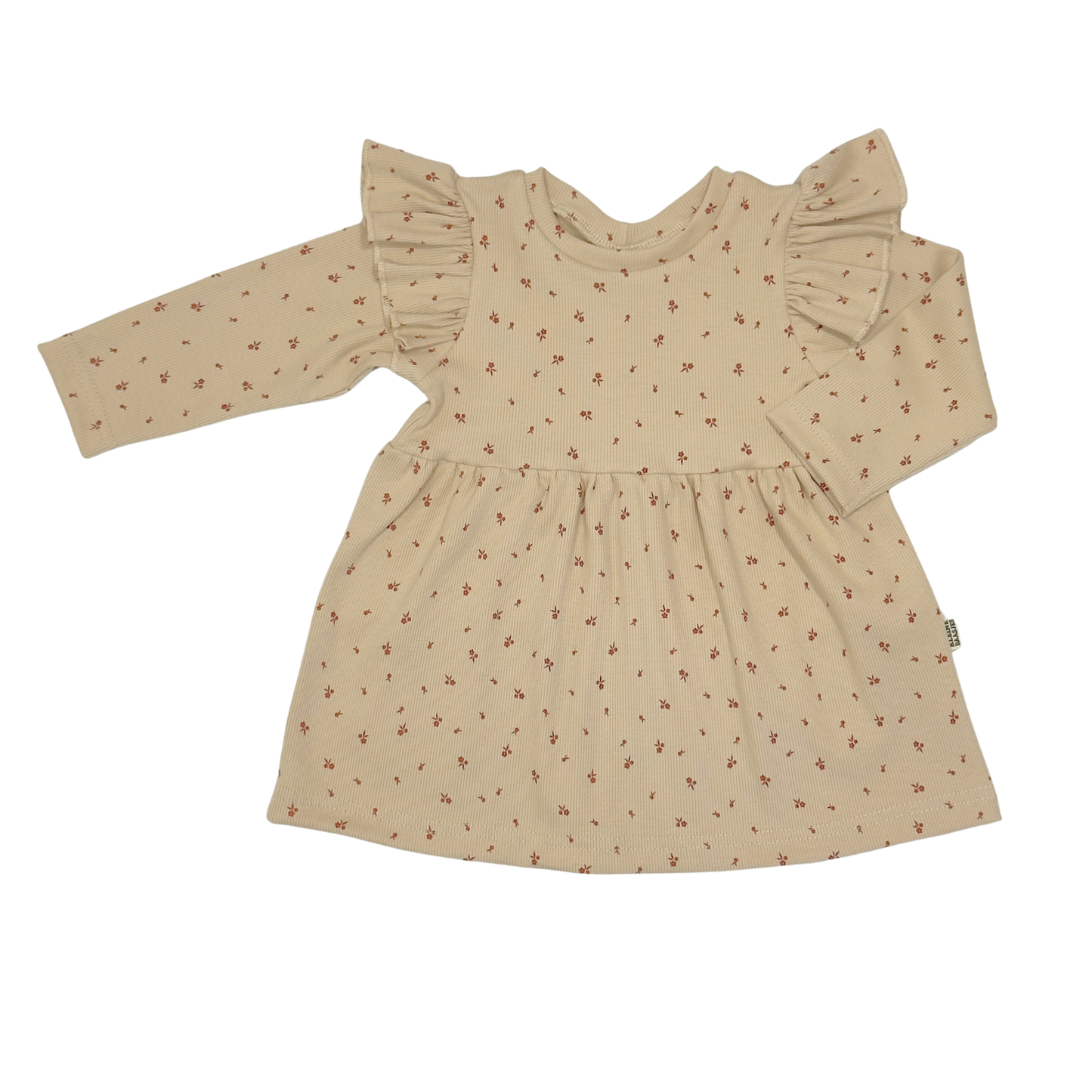 Baby en Kids Jurk Rib Beige met Bloemetjes