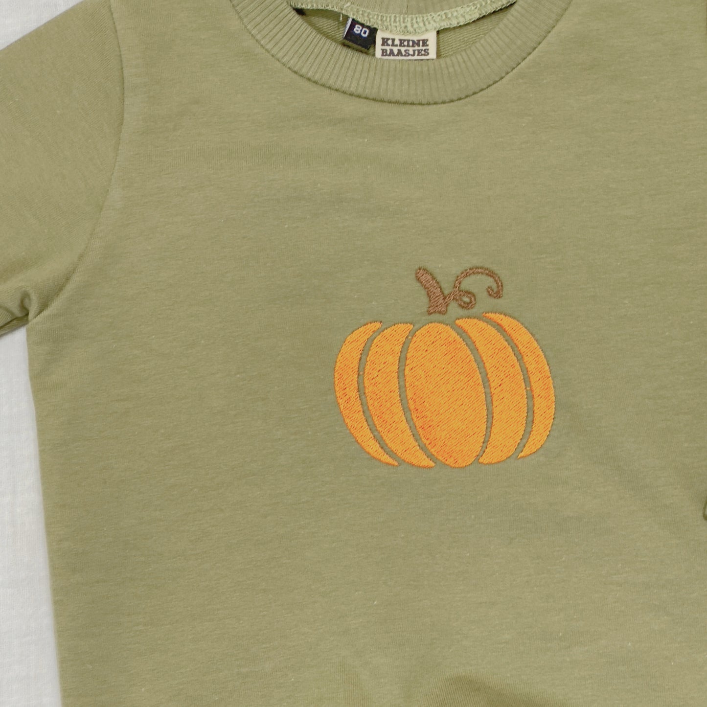 Geborduurde Baby en Kids Sweater Groen Pompoen