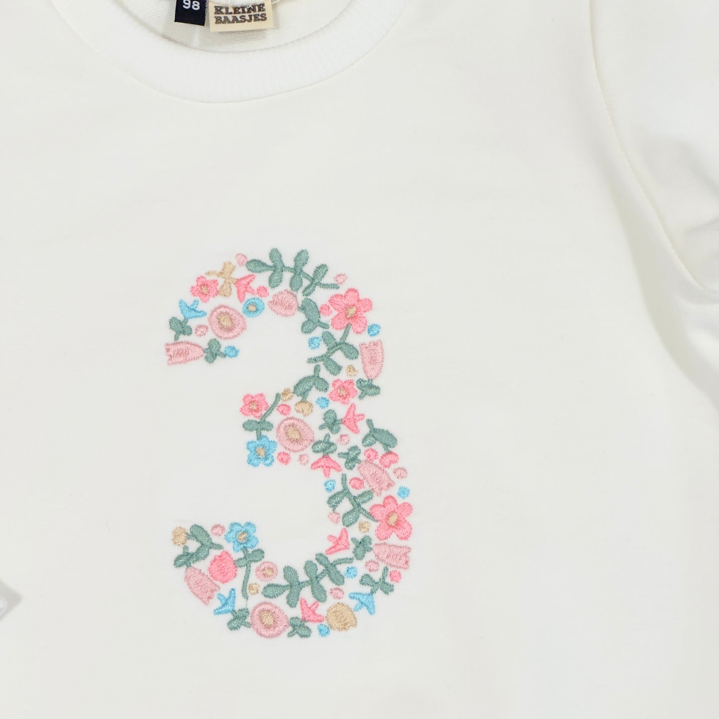 Geborduurde Baby en Kids Sweater Wit met Verjaardag Cijfer