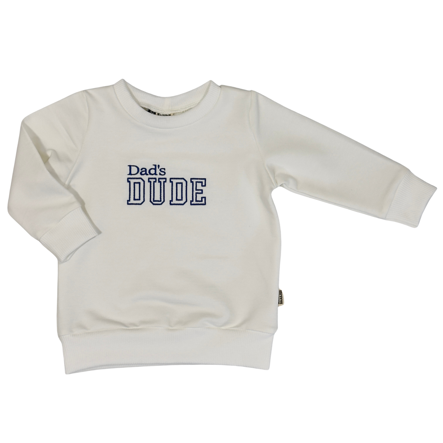 Geborduurde Baby en Kids Sweater Wit Dad's DUDE