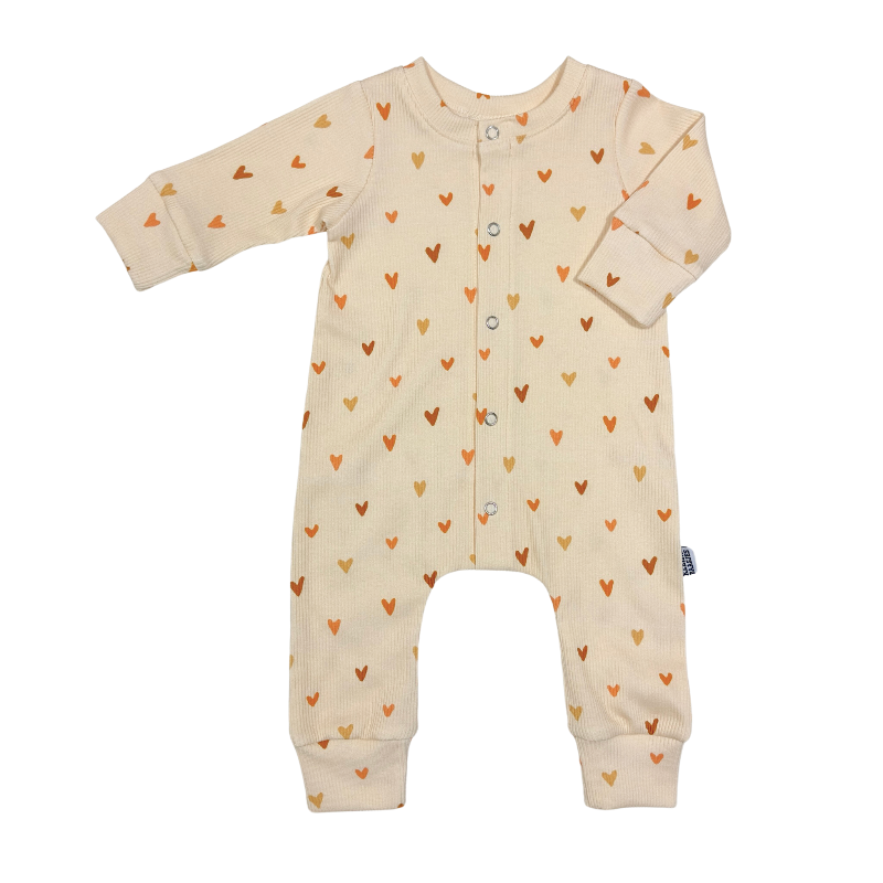 Baby Jumpsuit Rib Hartjes Creme