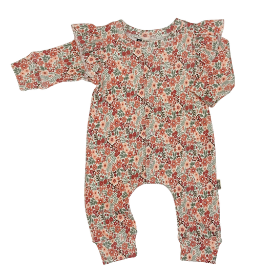 Baby Jumpsuit Rib Herfst Bloemen met Ruffles