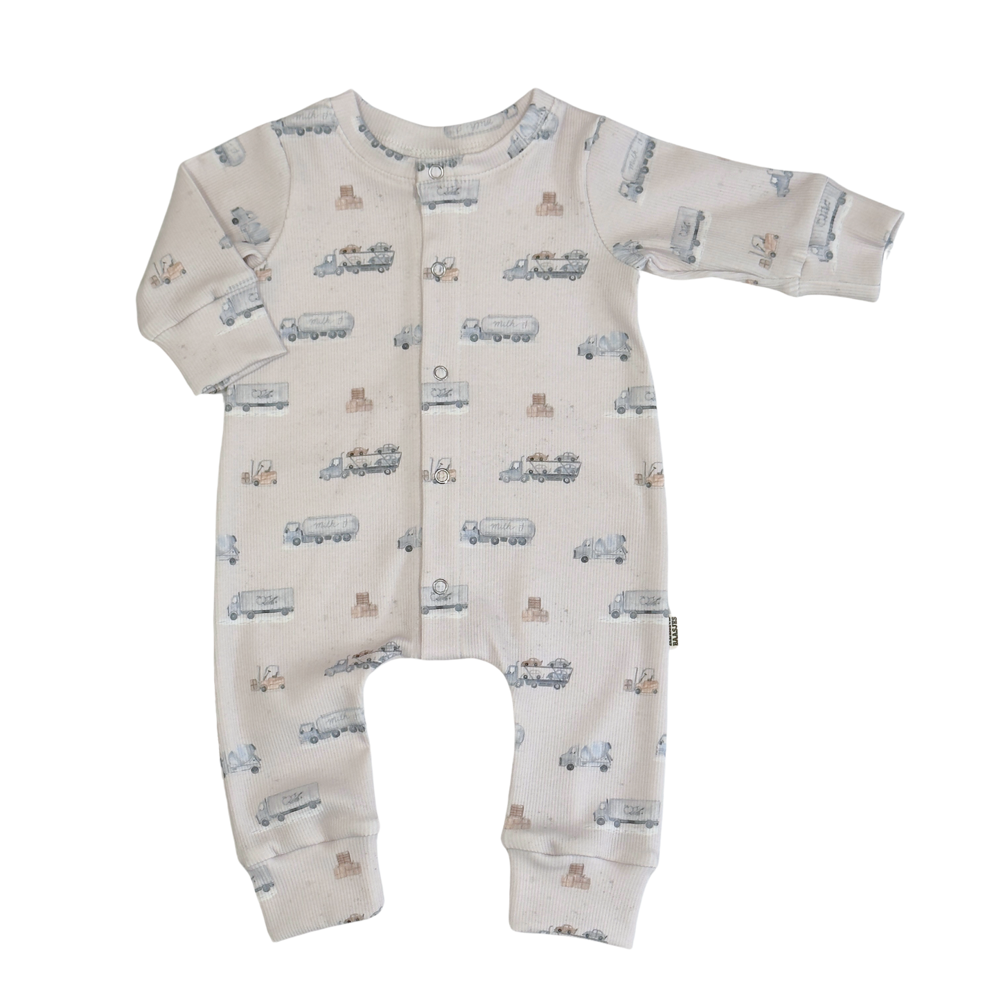 Baby Jumpsuit Rib Trucks Blauw en Beige
