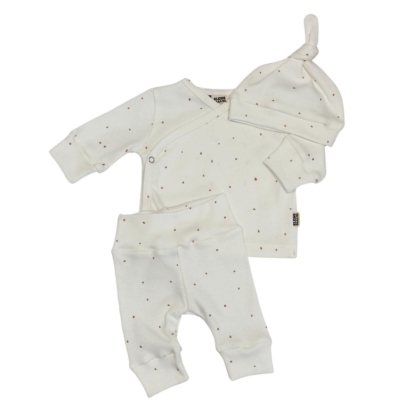 Baby Overslag Vestje Rib Bruine Stipjes