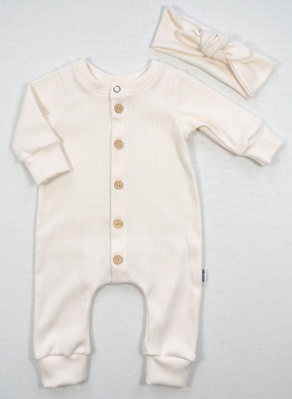 Baby Jumpsuit Rib Off White