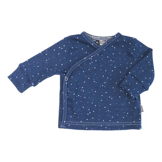 Baby Overslag Vestje Rib Blauw met Stipjes