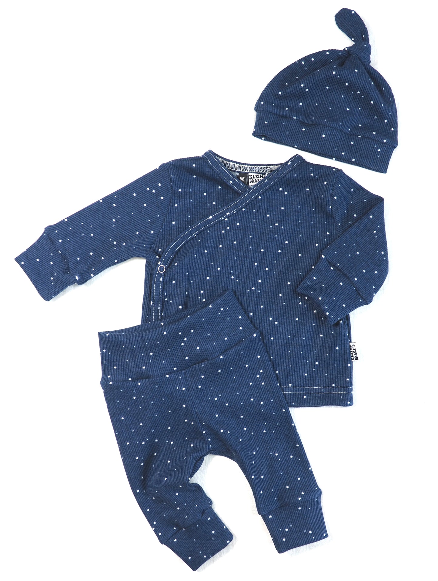 Baby Overslag Vestje Rib Blauw met Stipjes