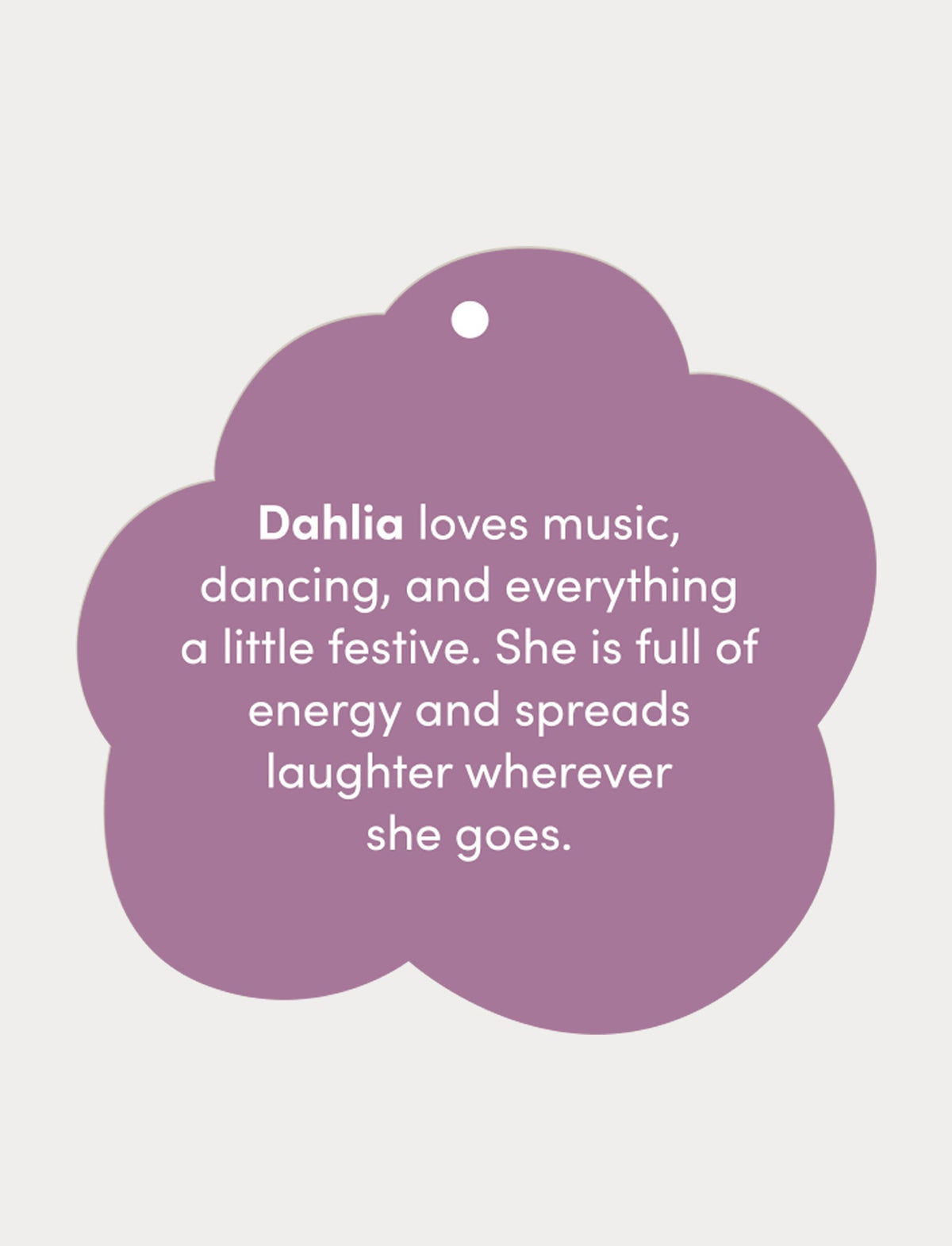Blooming Bunny, Dahlia - label