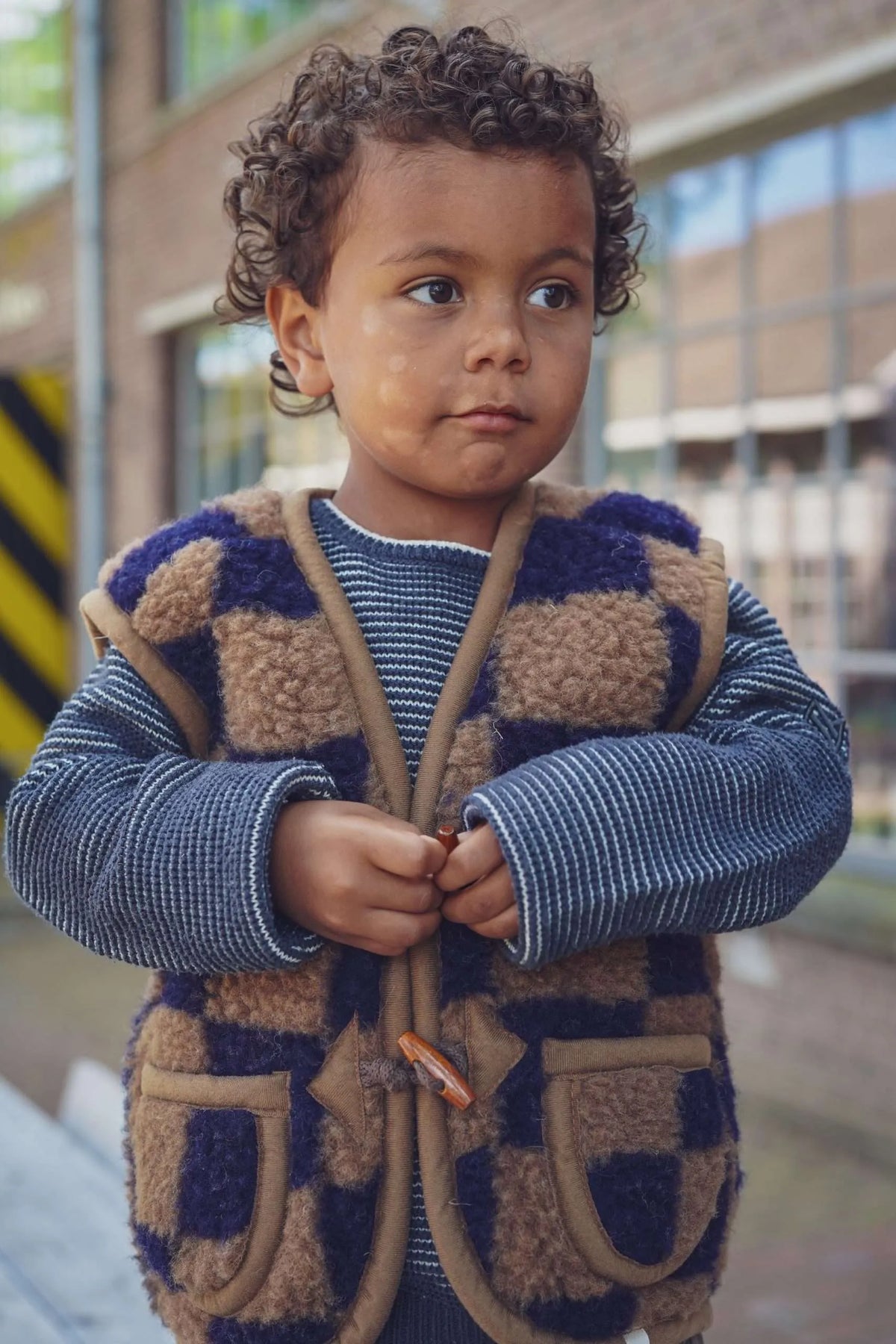 Wollen bodywarmer Kids – Brick Blauw