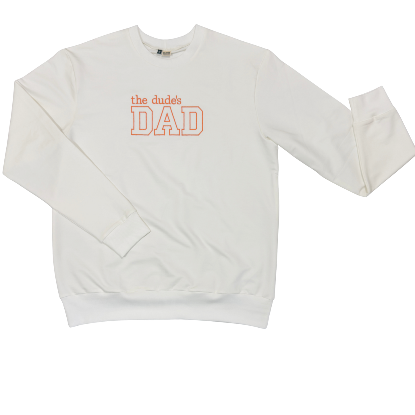 Geborduurde papa Sweater wit en oranje - DUDE'S DAD