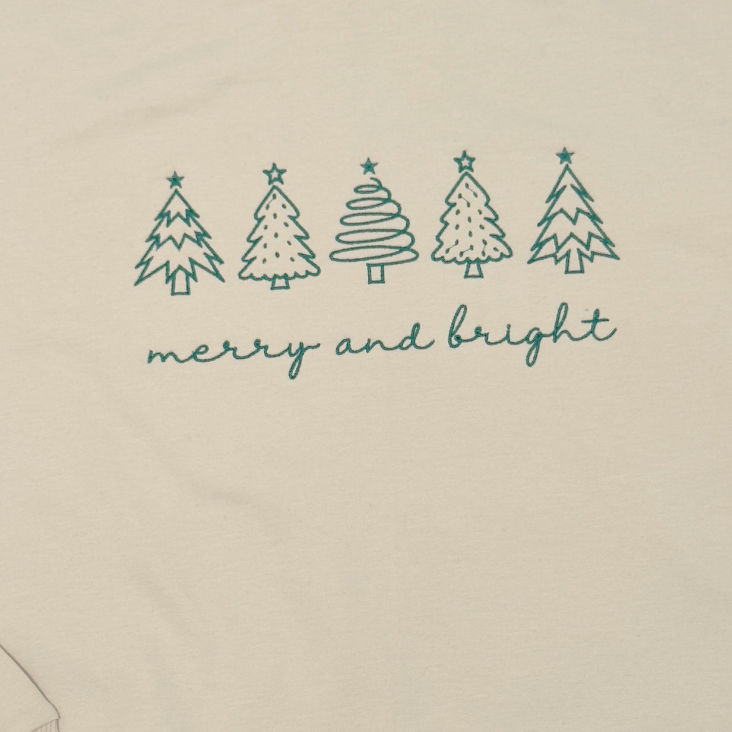 Geborduurde Kersttrui Beige 'Merry & Bright' voor Baby, Kids, Papa en Mama