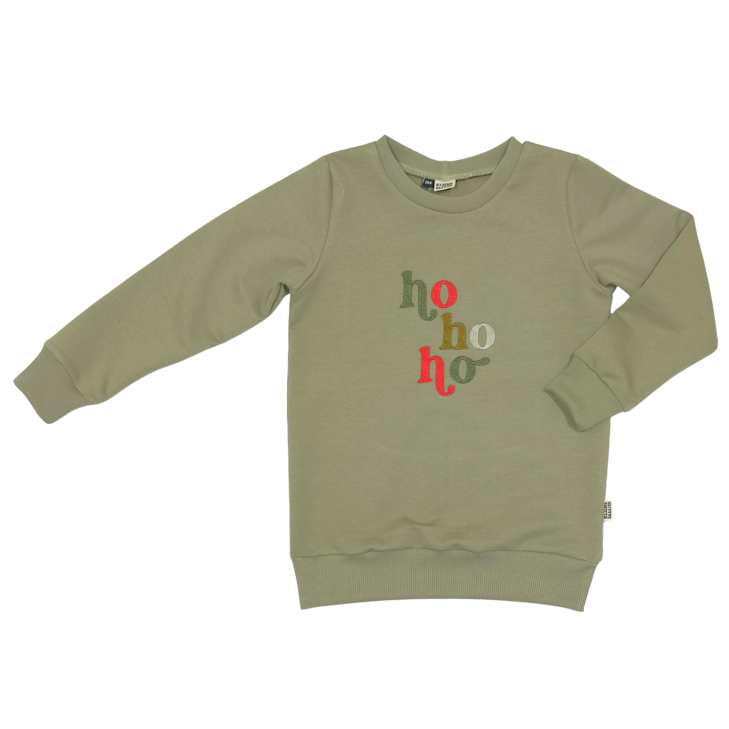Geborduurde Kersttrui Groen 'HoHoHo' voor Baby, Kids, Papa en Mama