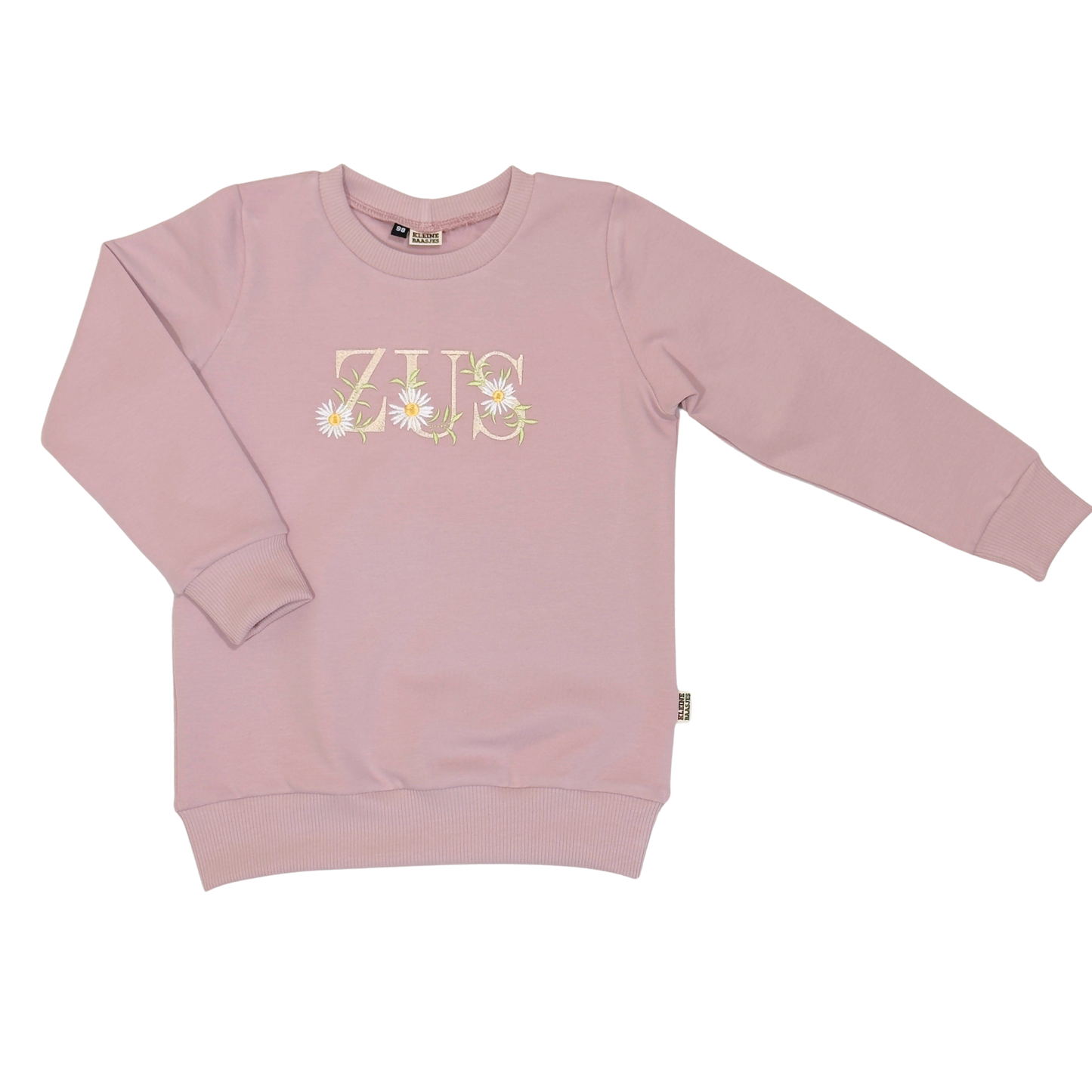 Geborduurde Baby en Kids Sweater Roze 'ZUS'