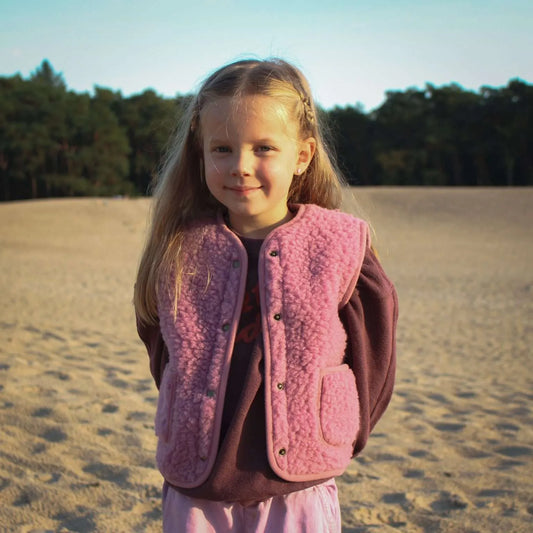Wollen bodywarmer Kids – Roze