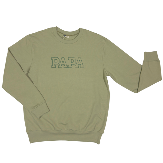 Geborduurde papa Sweater groen college stijl -  PAPA
