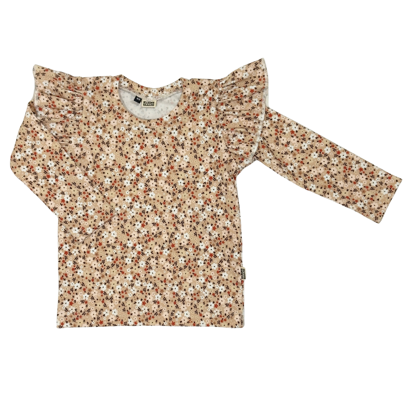 Ruffle Top Rib Mini Bloemen Beige