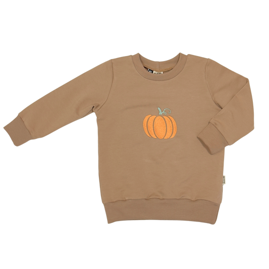 Geborduurde Baby en Kids Sweater Cacao Pompoen