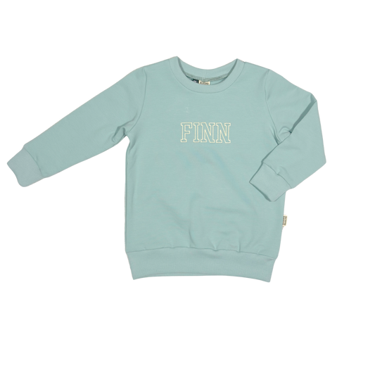 Geborduurde Baby en Kids Sweater Zeeblauw met Naam College stijl