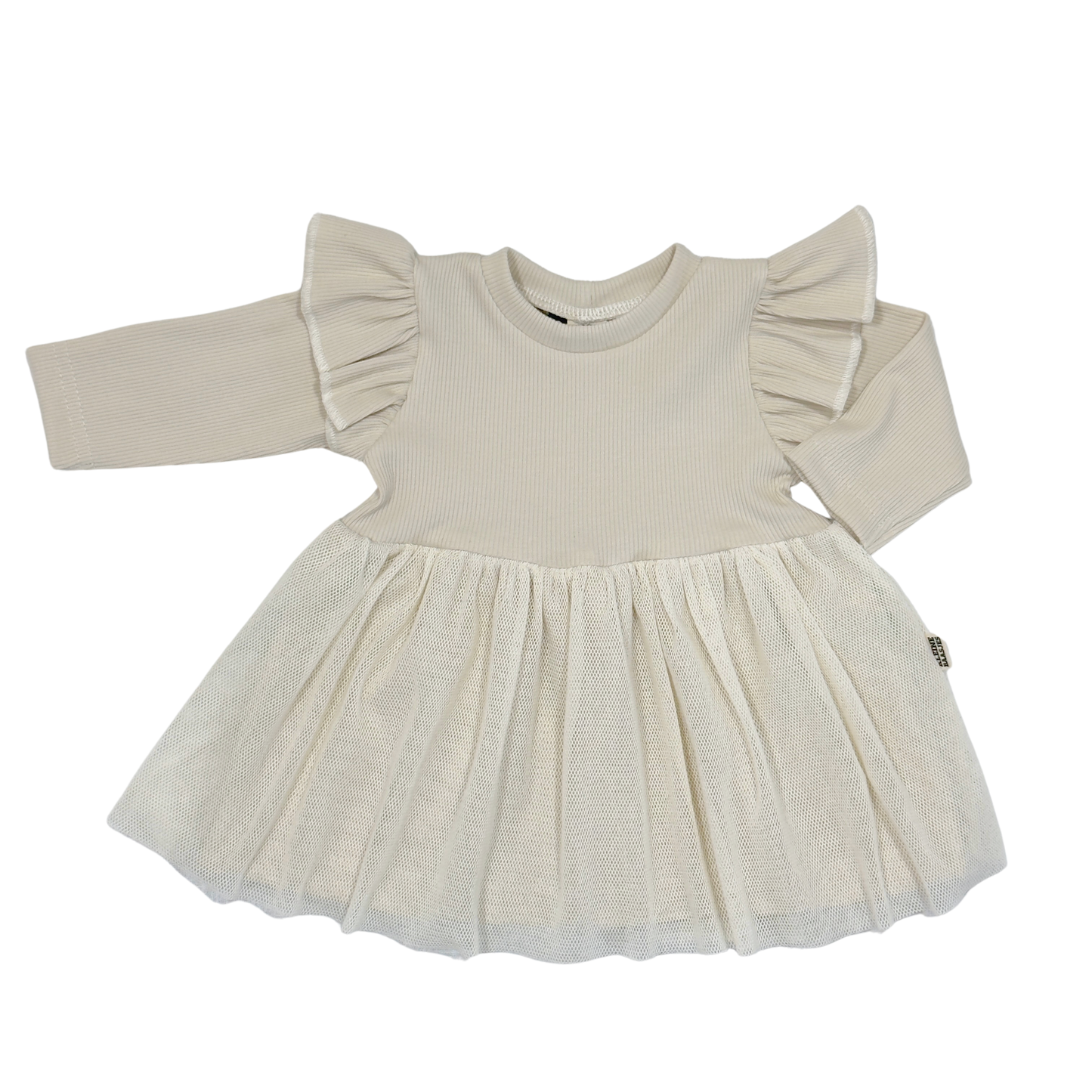 Baby en Kinder Tule Jurk Rib Naturel Beige