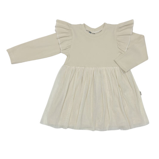 Baby en Kinder Tule Jurk Rib Naturel Beige