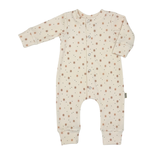 Baby Jumpsuit Rib Sterbloem Creme