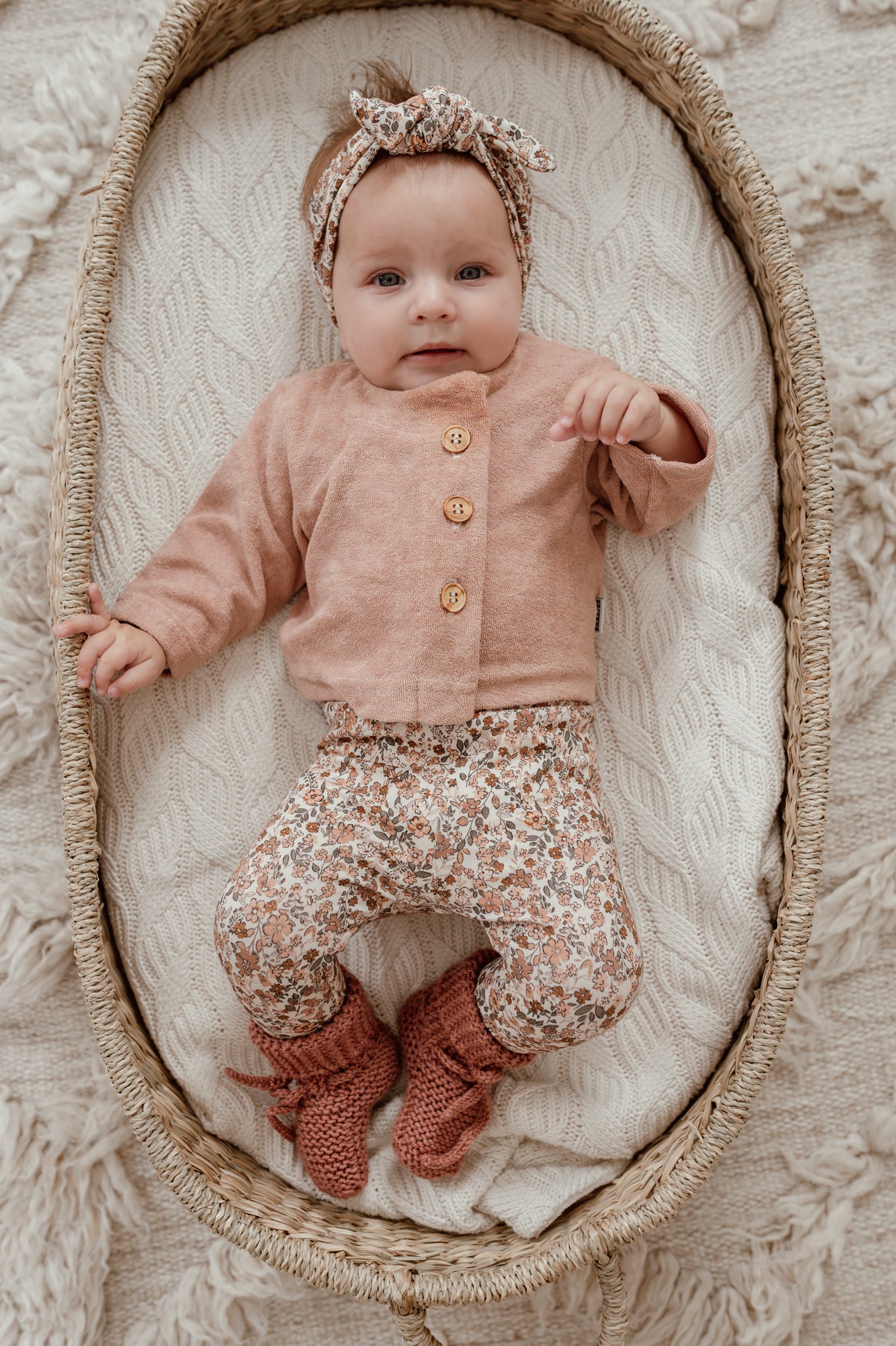 Baby Knopen Vestje Badstof Oud Roze