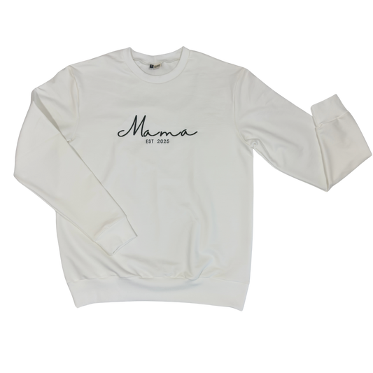 Geborduurde Mama Sweater Wit MAMA est 2025