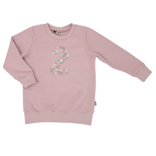 Geborduurde Baby en Kids Sweater Roze met Verjaardag Cijfer