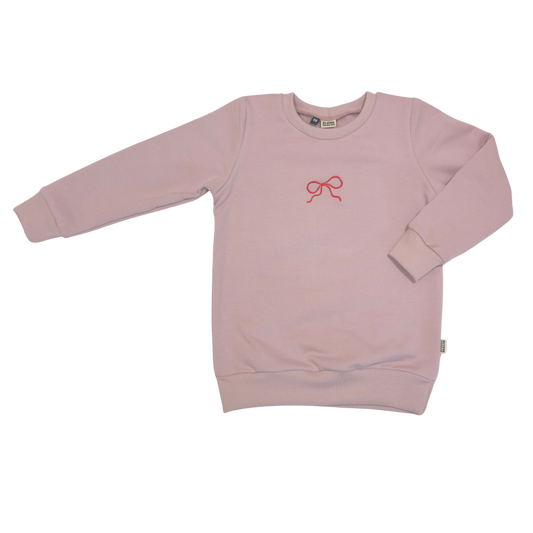 Geborduurde Baby en Kids Sweater Roze met Strik