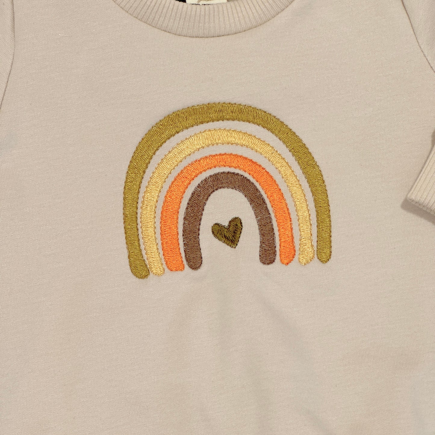 Geborduurde Baby en Kids Sweater Beige Regenboog