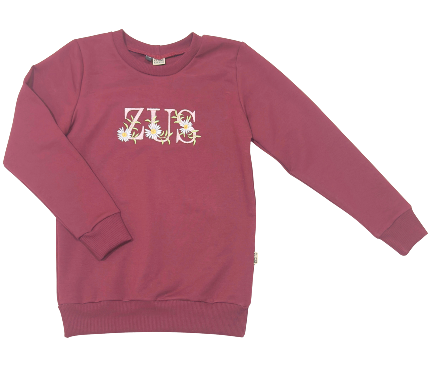 Geborduurde Baby en Kids Sweater Wijnrood 'ZUS'
