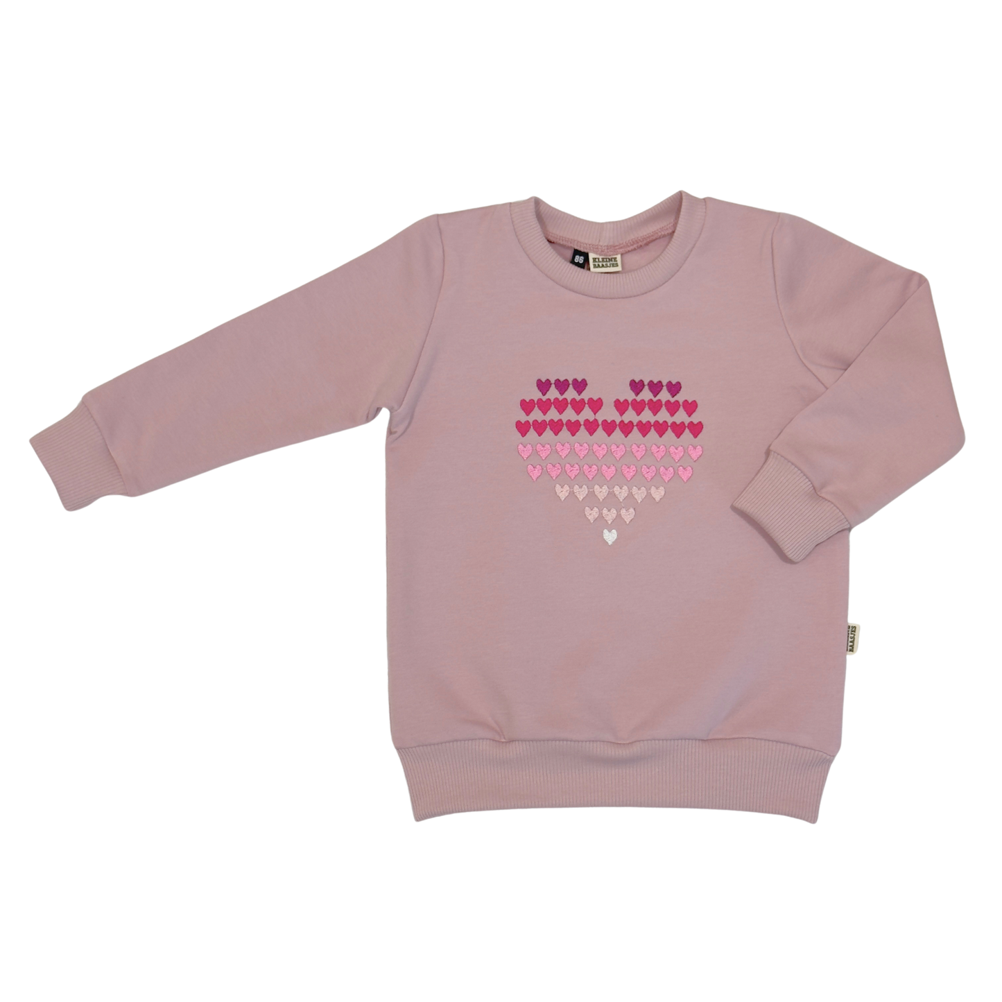 Geborduurde Baby en Kids Sweater Roze Ombre Hart