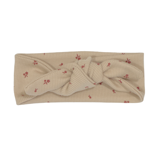 Haarband Geknoopt Rib Bloemetjes Beige