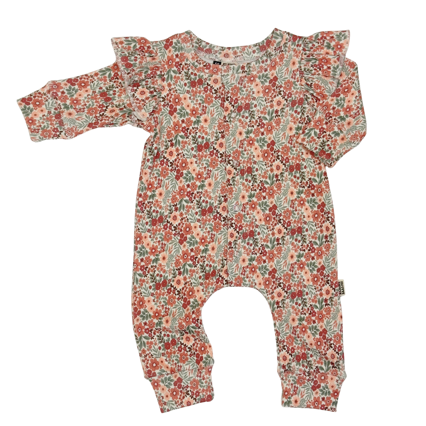 Baby Jumpsuit Rib Herfst Bloemen met Ruffles