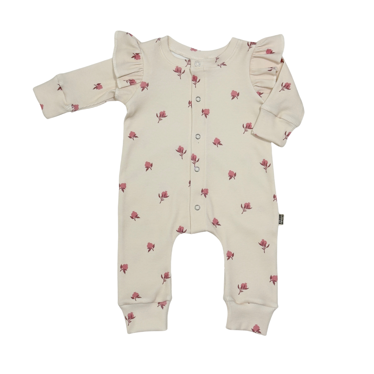 Baby Jumpsuit Rib Pomegranate Licht Beige met Ruffles