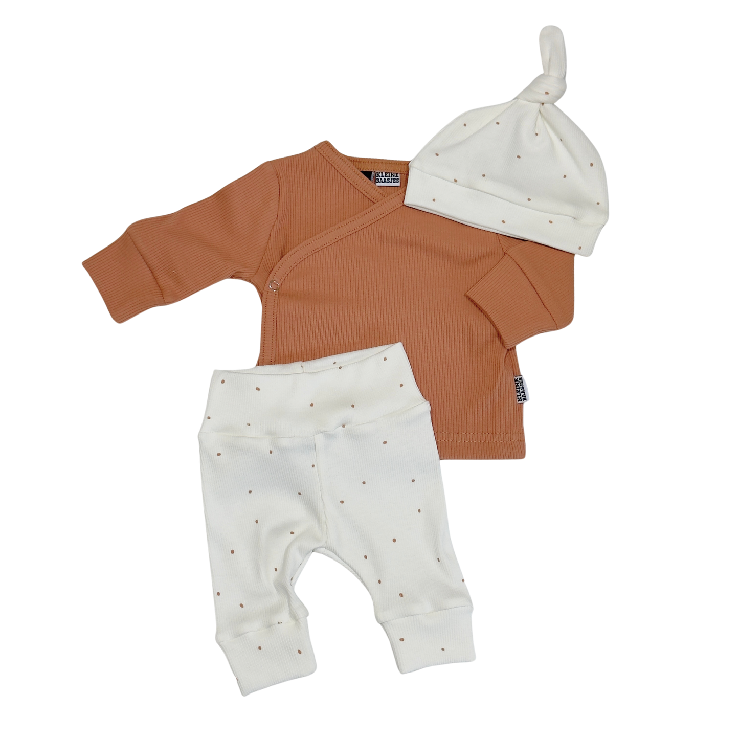 Baby Newborn Broekje Rib Bruine Stipjes