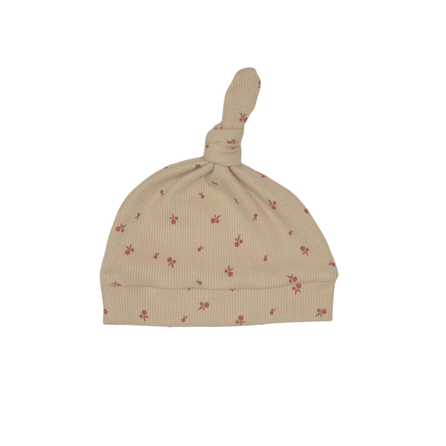 Baby Newborn Mutsje Beige met bloemetjes