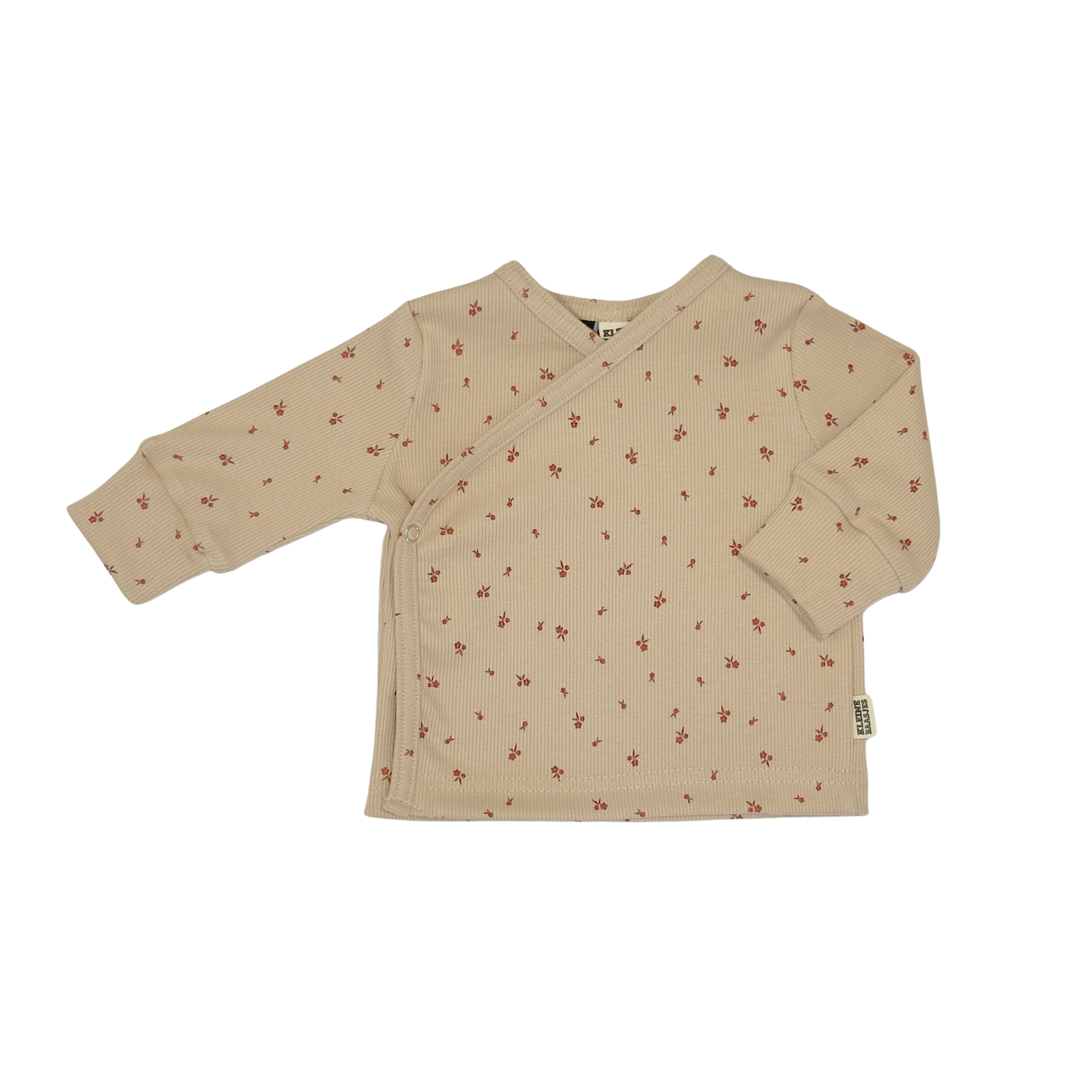 Baby Overslag Vestje Rib Beige met Bloemetjes