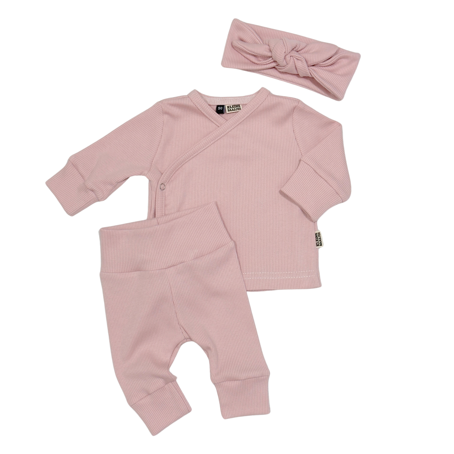 Baby Overslag Vestje Rib Oud Roze