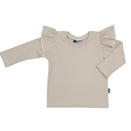 Baby en Meisjes Ruffle Shirt Rib Sand