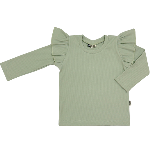 Baby en Meisjes Ruffle Shirt Rib Dusty Groen