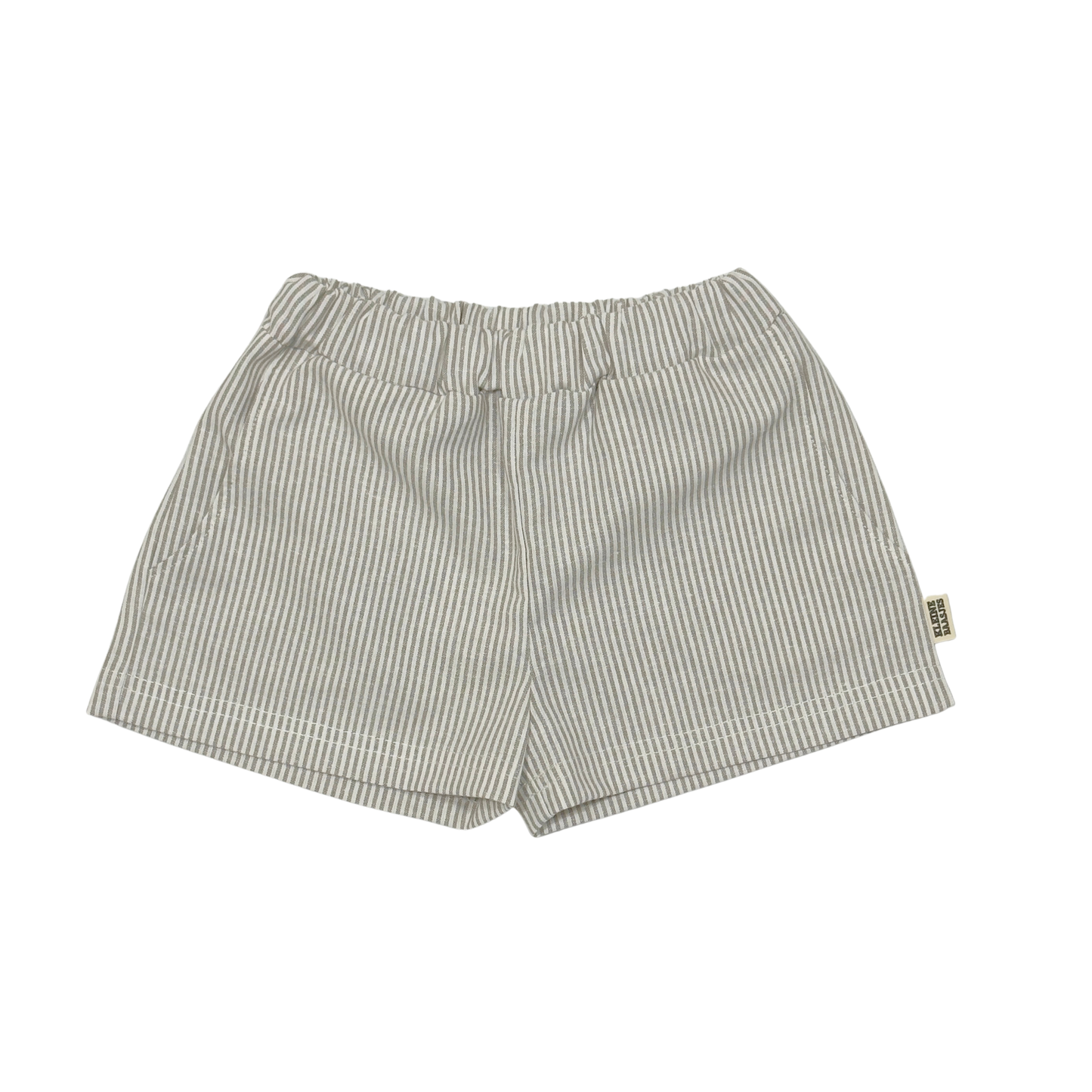 Baby en Kids Linnen Short Streep Taupe