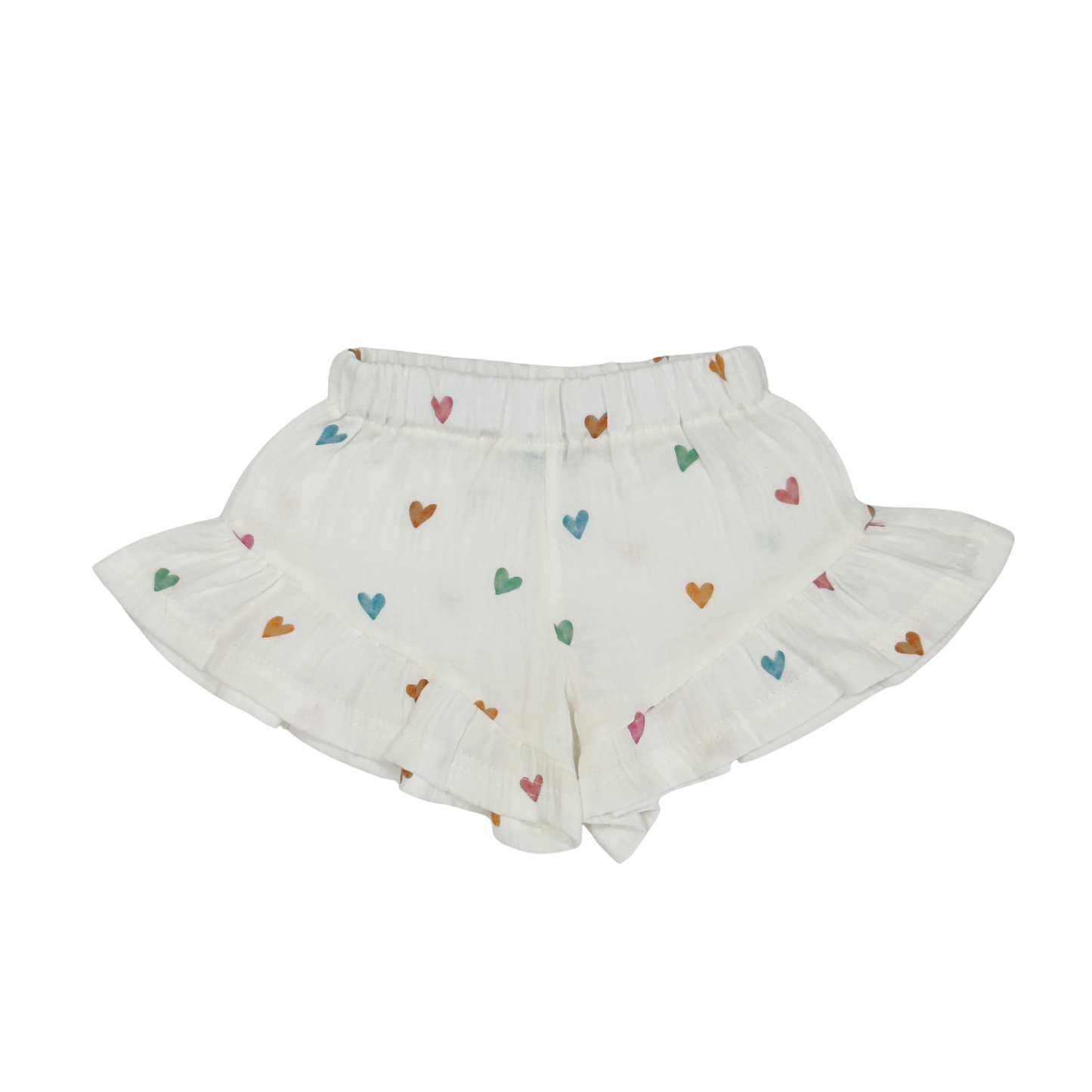 Baby en Meisjes Muslin Ruffle Short Hartjes