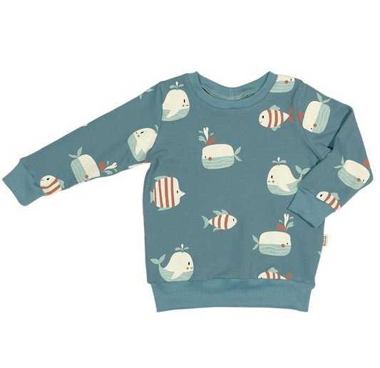 Baby en Kids Sweater Vissen Blauw - Kleine Baasjes