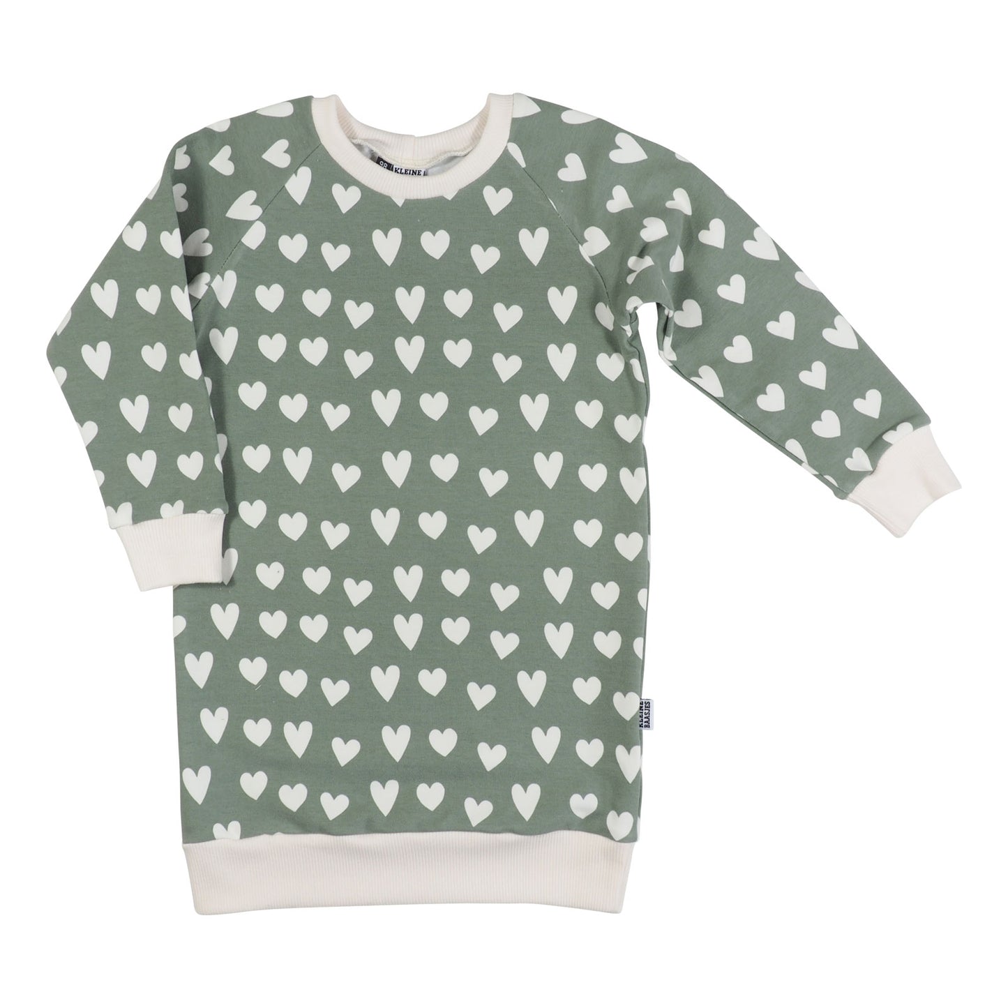 Sweaterdress Hearts Green - Laatste Kans - maat 74